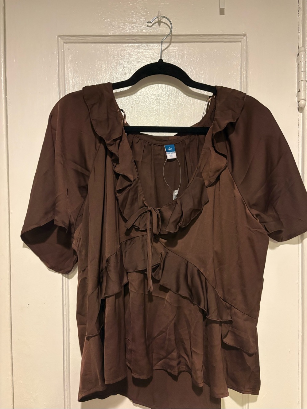 Old Navy Chocolate Brown Ruffle Tie-Front Blouse